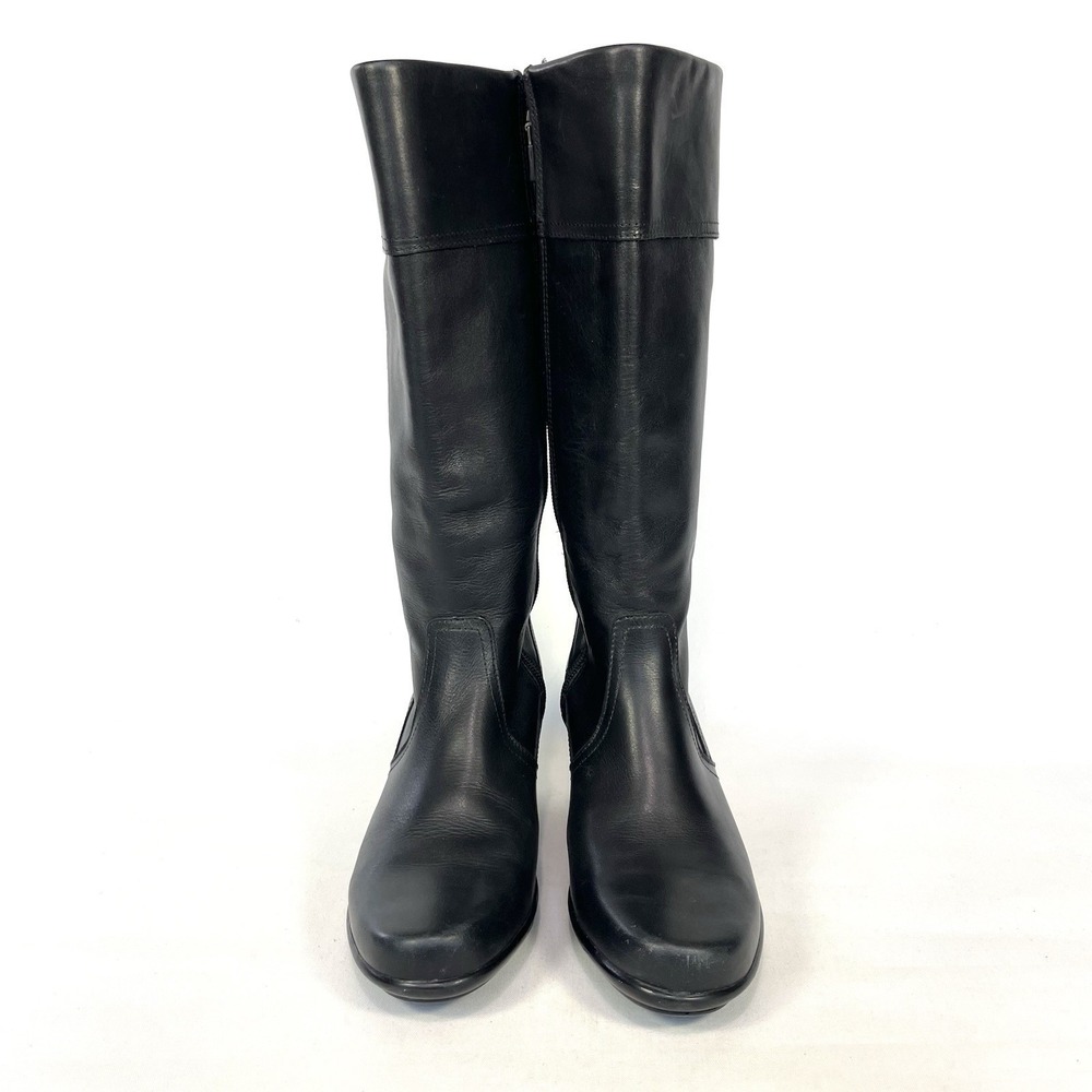 Dansko Risa Black Leather Tall Boots Womens 38 US 7.5-8 Heeled Zip - Picture 3 of 11